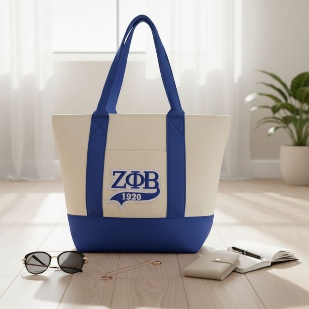 Zeta Phi Beta ZPB *MINI* Canvas Tote Bag 1920 Embroidered Merch - Picture 2 of 3